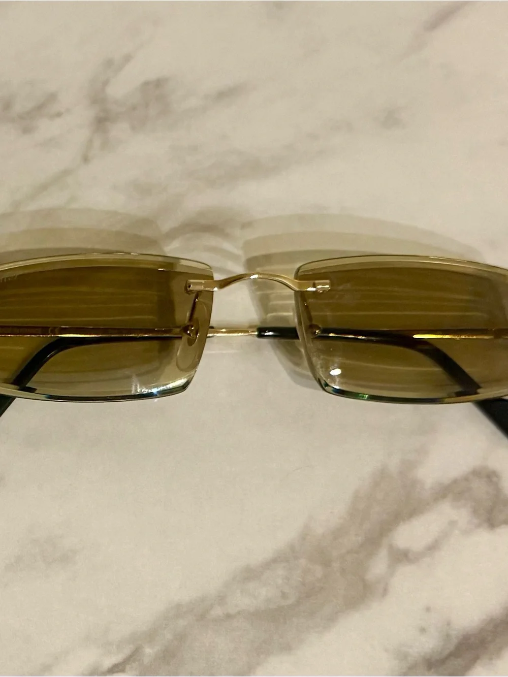Cartier Rimless Sunglasses in Gold with Brown Tinted Lenses